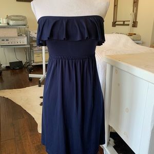 Silk navy blue cute slip on dress